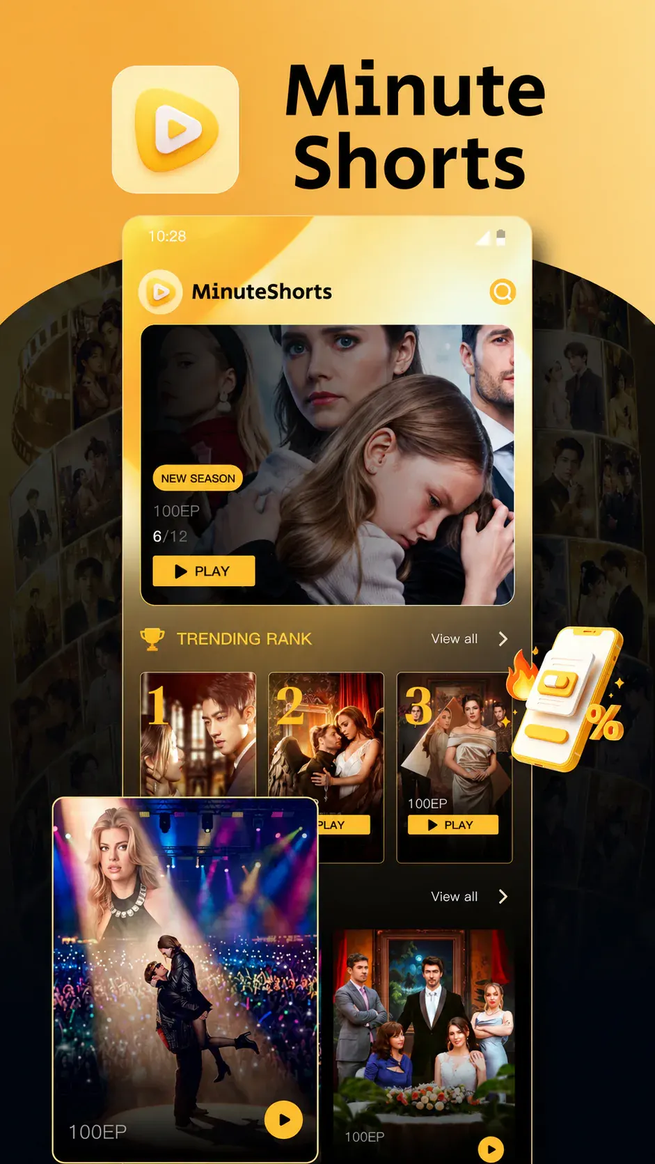 Minute Shorts home and trending screen