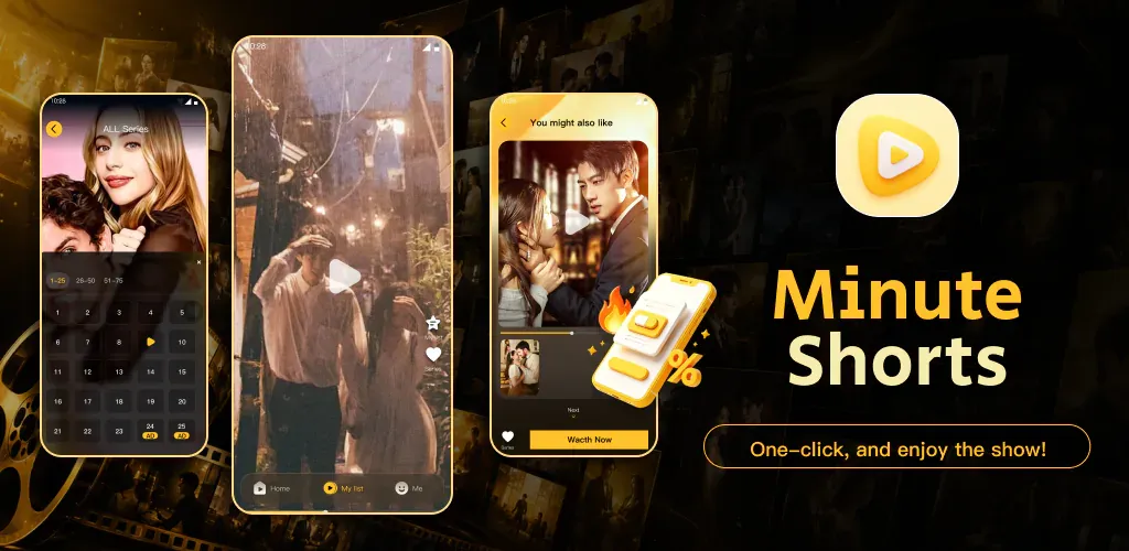 Minute Shorts mobile episode screens and branding